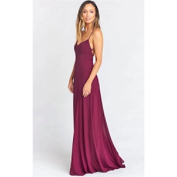 NWT Show Me Your Mumu Godshaw Goddess Gown in Merlot Chiffon Small - Picture 2 of 6